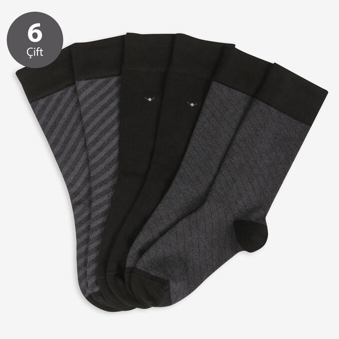 Toptan 6'lı Premium Siyah Erkek Bambu Soket Çorap-E70