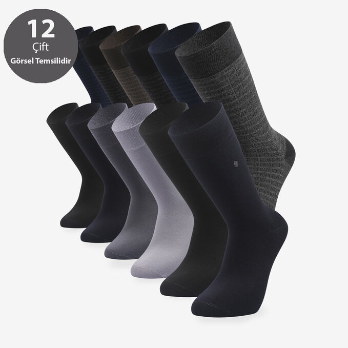 Toptan 12'li Erkek Lüks Soket Çorap-E13