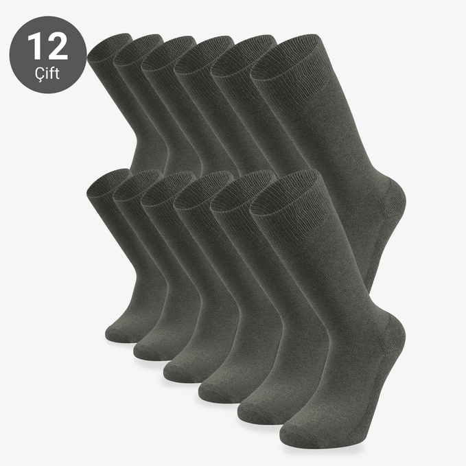 Toptan 12'li Kışlık Asker Çorabı Haki-E12