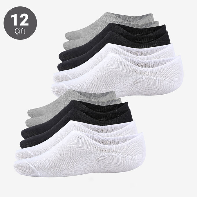 Toptan Kadın 12'li Pamuklu Sneakers Çorap-B74